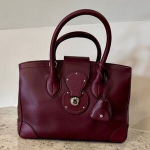 Ralph Lauren Small Ricky Leather Top Handle Bag - Bordeaux